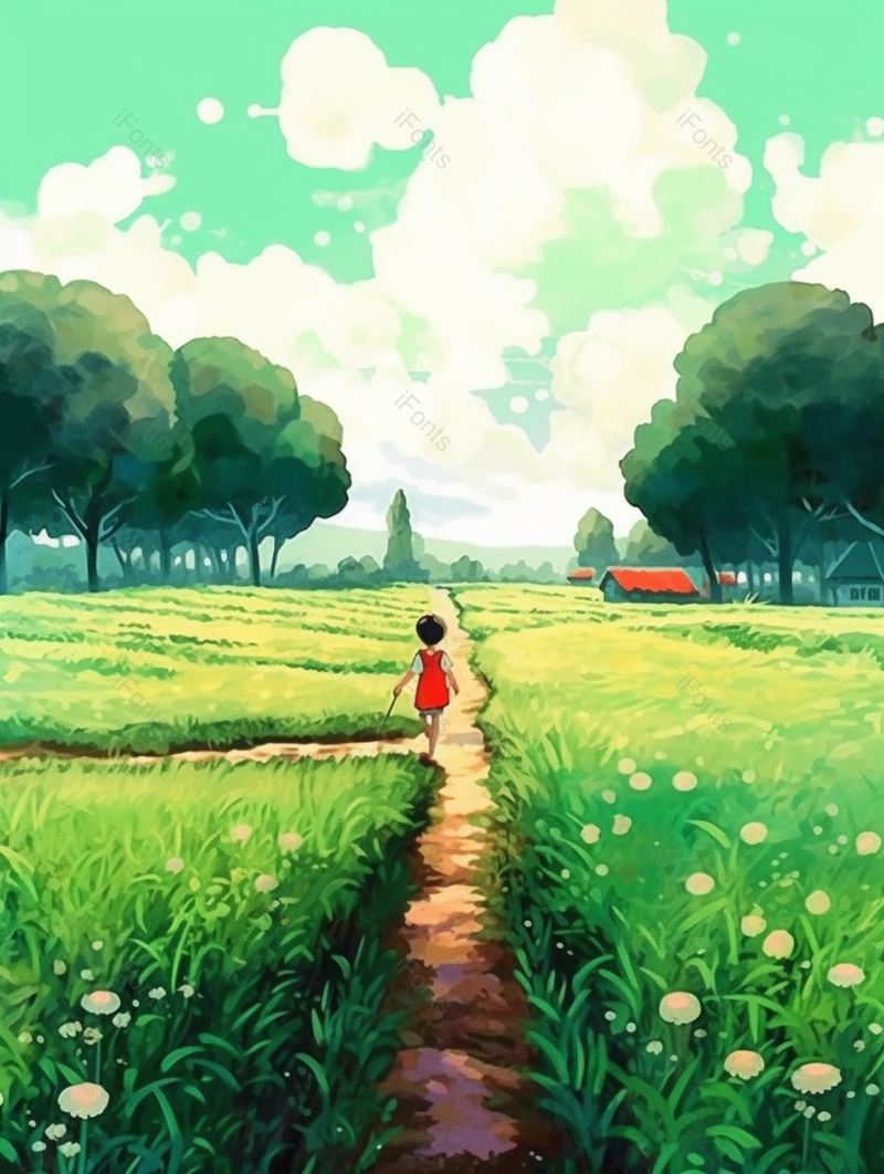 田野林间走过四季树木节气插画小满背景,插画/手绘图,插画/手绘图库,插画/手绘图下载,插画/手绘